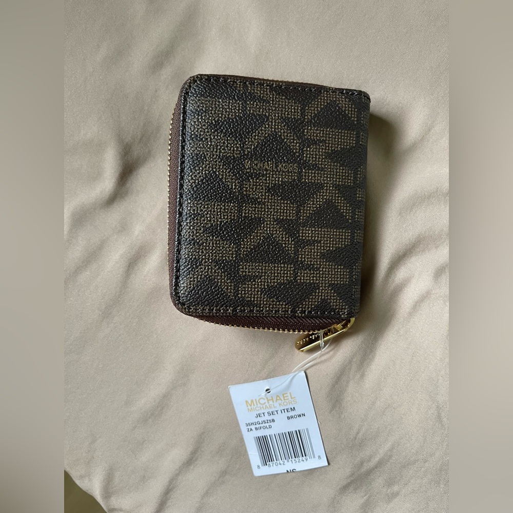 MICHAEL Michael Kors Brown Logo Zip Wallet - Picture 2 of 4